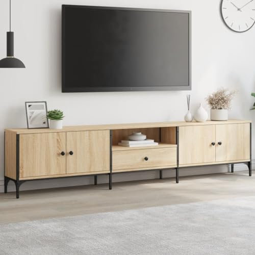 ZEYUAN TV-Schrank mit Schublade Sonoma-Eiche 200x25x44cm Holzwerkstoff, TV Lowboard, Fernsehschrank, Fernsehtisch, Fernseher Schrank, TV Sideboard, TV Board, TV Cabinet, TV Bank, TV Kommode - 838989