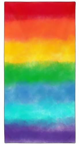 YISUMEI Mikrofaser Strandtuch XXL, Strandhandtuch Leicht Strandtücher Schnelltrocknend, Bunte Regenbogen Streifen, 180 x 90 cm