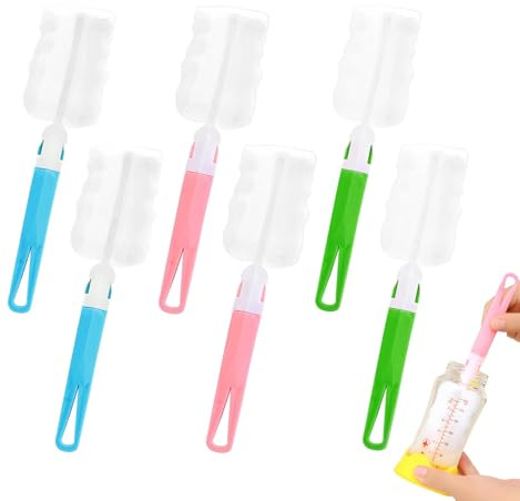 6PCS Bottle Brush Cleaner Sponge Cup Brushes - Sponge Cleaning Brush Sponge Bottle Brush Washing Cleaning Tools for Cups Mugs Kettles Wine Glasses and Baby Bottles
