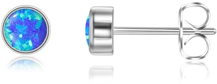 G23 Titan Ohrringe Hypoallergen Kleine Ohrstecker mit 5mm Blau Opal