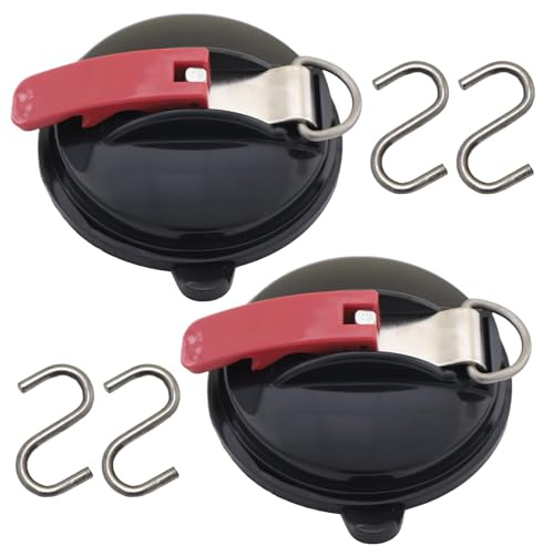 Mtanlo Saugnapf-Anker, Saugnapf-Anker mit Befestigung, 2 Saugnäpfe mit 4 S-Haken, multifunktionaler Saugnapf, für Auto-Seitenzelte, Zubehör für Campingplanen