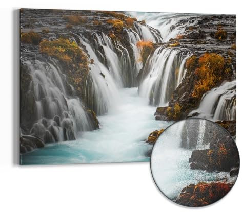 DEQORI Metall Magnettafel | 60x40 cm cm groß | Motiv Herbstlicher Wasserfluss | Whiteboard für alle Magnete | Magnetboard Wand-Tafel für Küche & Büro | Design Magnetwand Pinnwand magnetisch