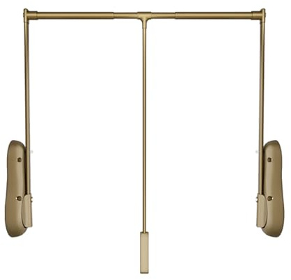 BXKCFYBSQ Pull Down Closet Rod,Hang Pull Down Wardrobe Rail Lift,Adjustable Width 510-1150mm,with Pneumatic Buffer,for Hanging Clothes Load-Bearing 25KG(Gold,850-1150mm)