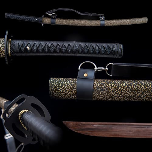 HJHUUA Bokken Fatto a Mano da 103 cm,Spada da Samurai in Palissandro Naturale,Fodero in Legno massello Avvolto in Pelle,Katana in Legno per la Pratica del Kendo,Regali,Feste,Cosplay,Decorazioni