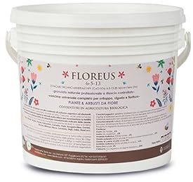 FLOREUS® BIO concime N-P-K granulare 6-5-13 azoto + fosforo + potassio + ferro + calcio (Rose-Ortensie-Fiori in generale-Aromatiche) COLTIVAZIONE BIOLOGICA DI ALTA QUALITÀ (3 Kg)