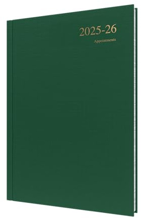 Collins 'Essentials' 12 Month Mid/Academic Year Planner, July 2025-July 2026 - ESSA41M.52-2526 -Day-to-Page Appointments Diary, A4 Hard Cover, Green