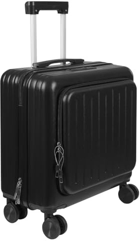 MooBeey 45 cm handbagage boarding väska av ABS med universella gummihjul, bärbar bagageväska bagage resväska med lösenordslås, handbagage, trolleyväska med mugghållare och USB-port, svart, handbagage