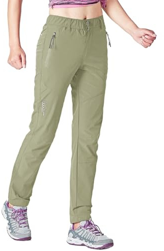 Rdruko Pantaloni da trekking da donna, pantaloni da escursionismo e attività all'aperto, leggeri, ad asciugatura rapida, con protezione UV UPF 50+, traspiranti, funzionali, verde chiaro, S