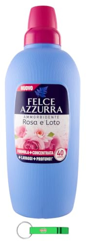 Felce Azzurra Ammorbidente Lot de 9 adoucissants liquides avec rose et lotus Parfum incomparable 40 lavages 2 l + porte-clés Beni Culinari