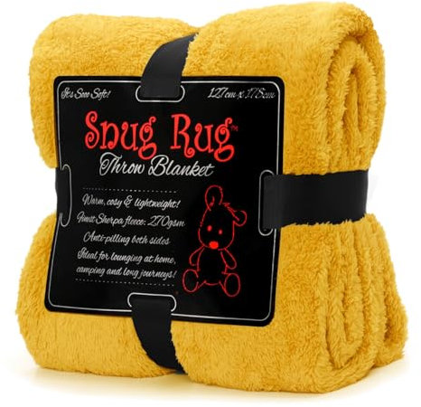 Snug Rug Coperta in pile Sherpa giallo senape soffice coperta per divano coperta calda invernale morbida coperta 127 x 178 cm