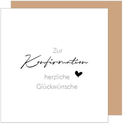 Edition Seidel Premium quadratische Glückwunschkarte zur Konfirmation mit Umschlag. Konfirmationskarte Karte Grußkarte Junge Mädchen Jugendliche Herz (KFQ113 SW025)