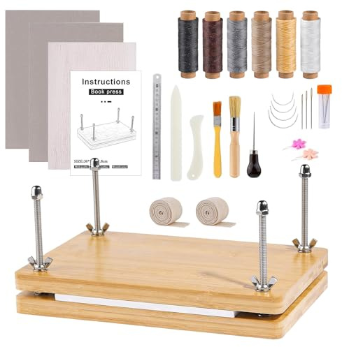 BonjumePrensa De Madera Para Libros, Juego De Encuadernación Multifuncional Para DIY Y Tapicería - 30 x 19,2 cm