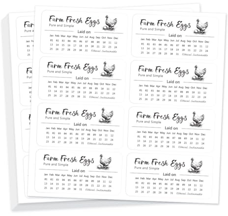 GOMAKERER 160 Pcs Egg Carton Label, Farm Fresh Eggs Sticker Collected Date Writable PET Adhesive Egg Packaging Sticker for Box Container Carton Farm Supplies, 5x10cm