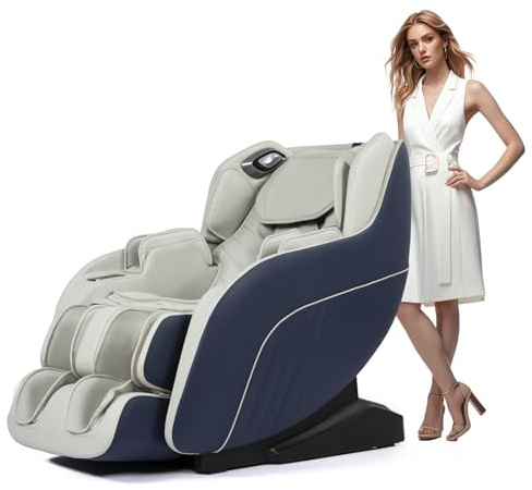 HealthRelife Massagestuhl mit Shiatsu Massagesessel Ganzkörpermassage Zero Gravity, Bluetooth, DIY Mode(Blau)