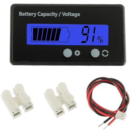 EPLZON Batteria capacità Monitor Gauge Meter, DC 12V 24V 36V 48V 60V 72V Universale Tester Voltmetro Monitor al Piombo, Tensione Capacità Batteria al Piombo Acido Agli Ioni Litio (Luce Blu)