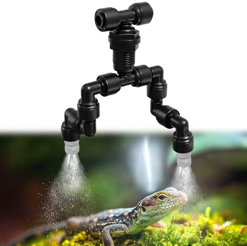 Golgner Ugello rettile per terrario regolabile a 360°, rettile Fogger Mist Sprinkler, irrigatore per nebbia rettile, ugello a doppia testa per acquario, accessori per terrario, Connect 1/4