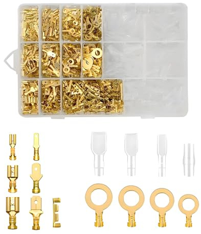 1000 Piezas Terminales Eléctricos de Crimpado Kit, Conectores de Pala Macho y Hembra 2.8mm/4.8mm/6.3mm Kit de Conectores de Bala Onectores Planos con Funda Aislante para Auto Motocicletas