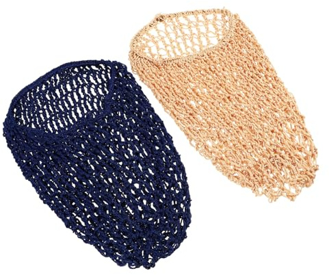 LOLIPPYY 2 Stück Lange Häkel Netzmütze Haarschutz Schlafmütze Dehnbar für Damen und Herren Marineblau und Khaki