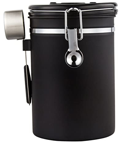 FUNNETOYU Frasco Sellado Para Granos De Café Cuchara Tarro De Almacenamiento Hermético Para Café Molido Tarro De Té Para Cereales Hecho De Acero Inoxidable Cocina o Despensa