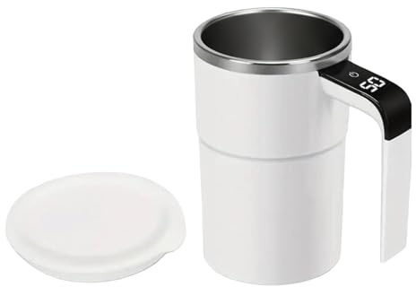 Tazza con Agitazione – Tazza da Caffè con Agitazione Automatica 380ml, Tazza per Bevande Calde Elettrica, Design con Coperchio | Tazza da Miscelazione Automatica per Cacao, Tè, Latte, Donna, Uomo