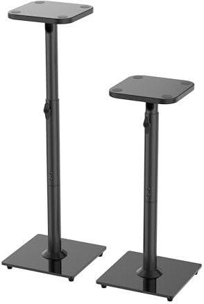 Relaxdays Set Supporti Altoparlanti, Fino a 10 kg, Regolabili 72–95 cm, Antiscivolo, Metallo