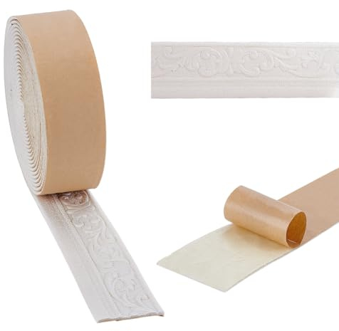 nbeads 10M Bordure en Mousse Autocollante, 7.8cm de Large Bordure de Papier Peint Décorative Plinthe Murale en Mousse pour Hôtel et Maison Décoration à Faire Soi Même, Vieille Dentelle