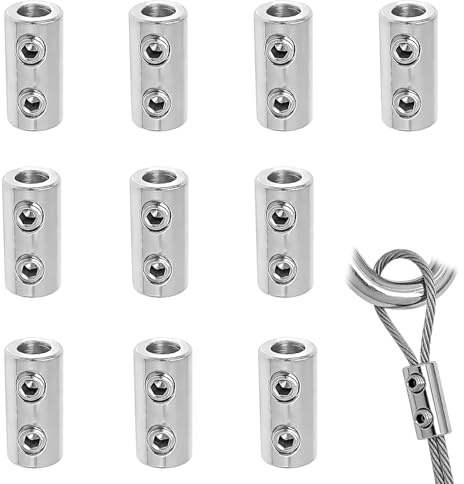VZU Morsetti in acciaio inox, set da 10 per funi metalliche da 1,5 – 2 mm, chiusure universali a doppio foro per cavi, cavi per bucato e cavi in acciaio