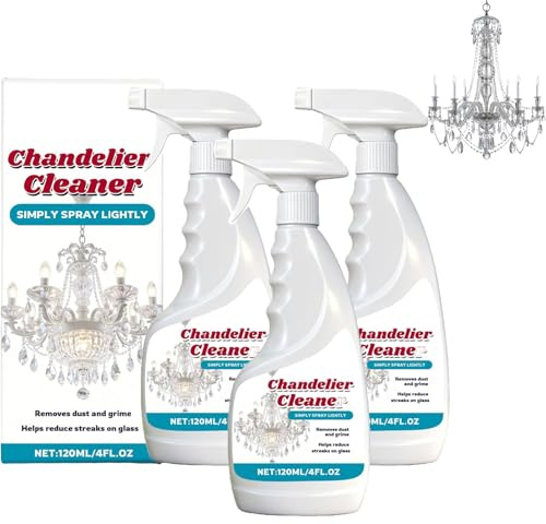 Chandelier Cleaner Spray, No Wipe Formula, Crystal and Glass Cleaner Spray for Lighting Fixtures, Gentle on Delicate Surfaces, Helps Loosen Dirt and Grime, No Streak Formula, for Home Cleaning (3pc)
