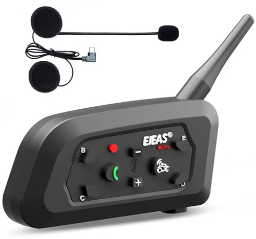 EJEAS V6 Pro+ Motorcycle Helmet Bluetooth Intercom Headset, V6 Pro Upgraded Version, Equipped with Type-C Interface(1 Pack)