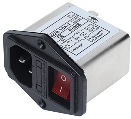 Chiyyak Filtro di Alimentazione EMI Soppressore di Rumore Filtro di di Alimentazione 115/250 V 50/60 Hz 1-10 A Compatto 58x56x50 Mm per Apparecchiature di Laboratorio UPS di