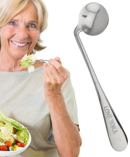Fourchette à manger adaptative – Ustensile de salle à manger à poignée incurvée pour adultes handicapés avec force de préhension réduite, vaisselle d'assistance pour un soutien d'alimentation indépend
