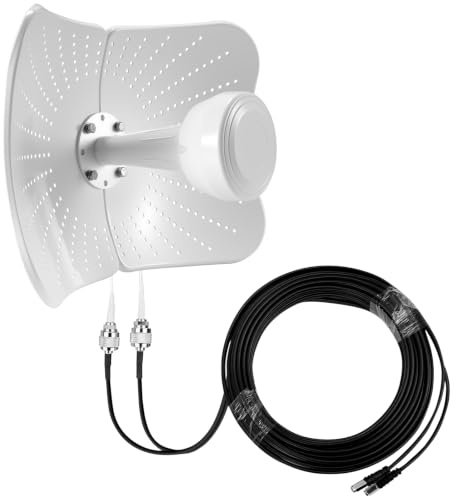 Jaxiyun 22dBi Gain Doppia Polarizzazione 600-6000MHz Antenna 5G 4G LTE Esterna Mimo Antenna Direzionale, Segnale Compatibile Router Mimo Direzionale con 2 Cavi da 10M, AntennaEsterna SMA/TS9