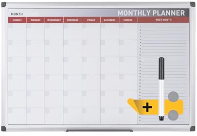 Bi-Office Monatsplaner, Magnetisch, Aluminium Rahmen, 90x60cm