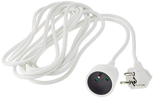 PremiumCord Cable de Extensión 230V con Seguridad Infantil, Cable de Alimentación, Alargador Schuko, Toma de Corriente Tipo F, Blanco, 7m