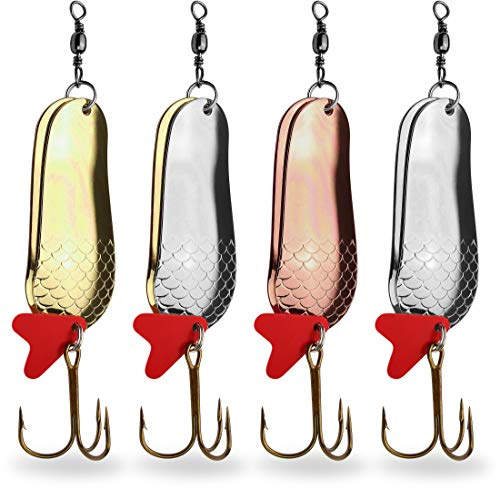 4er Set Rassel Blinker Doppelblinker mit Drillingshaken zum Raubfischangeln in 3 Gewichten
