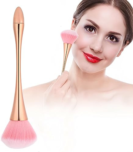 Nail Dust Cleaner Brush for Manicure Long Handle Powder Remover Large Size Soft Nail Art Tool Rose Gold
