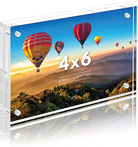Americanflat 4x6 Acrylic Picture Frame - Double Sided Frames with Magnetic Corners - Transparent Acrylic Frames for Desk or Tabletop Display - 4x6 Picture Frame with Microfiber Cloth Included