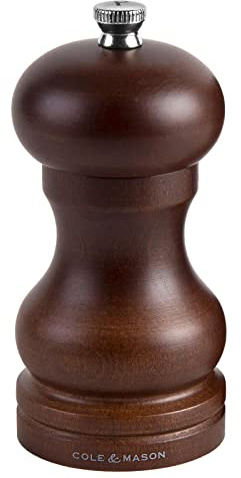 Cole & Mason HB0444PHO Forest Capstan Molinillo de Pimienta, Madera Oscura, Precision+/Molienda Ajustable, Madera de Haya Teñida, 120mm, Incluye 1 x Molino, Garanzia del Meccanismo a Vita