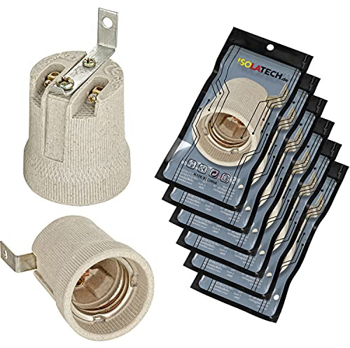 ISOLATECH 6x E27 grau Keramikfassung mit Befestigungswinkel max.250V/4A