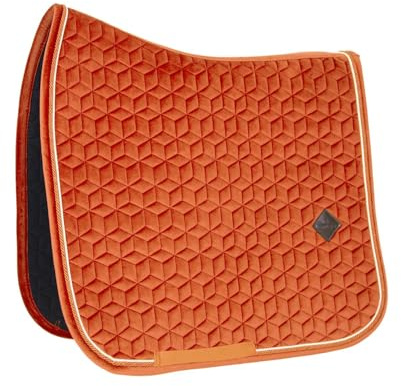 Kentucky Horsewear Satteldecke Velvet Dressur – Orange Schabracke – Dressurform mit Doppelkordel – Atmungsaktiv – Maschinenwaschbar