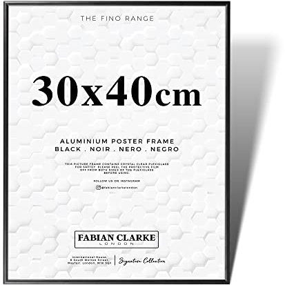 Fabian Clarke London® 30x40cm Black Aluminium Picture Frame Hang Portrait or Landscape with Safety Glass