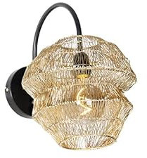Qazqa Oriental Lámpara de pared oriental negra con dorado - Vadi Acero Redonda Adecuado para LED Max. 1 x 40 Watt