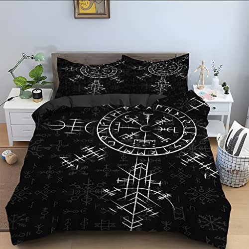 Housse de Couette 140x200 cm Viking Parure de Lit 1 Personne avec 2 Taie d'oreiller 65 x 65 cm, Hypoallergénique Ensemble de Literie pour Enfant avec Fermeture éclair