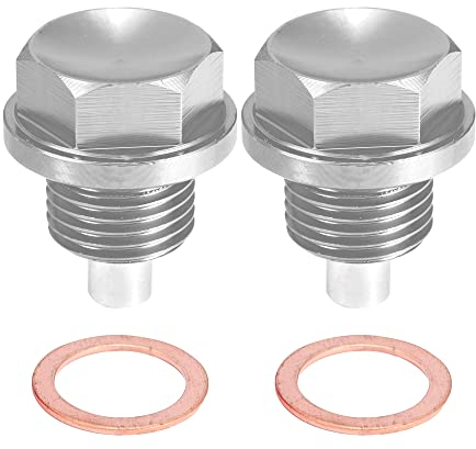 A ABSOPRO 2 Juegos M16x1.5 Tornillo Tapón Carter Drenaje Aceite Aleación Plateado Tono