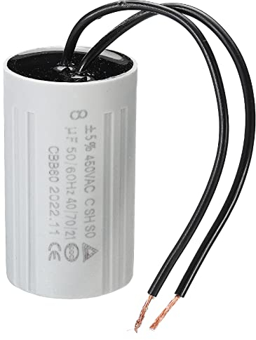 PATIKIL CBB60 8uF Running Capacitor, AC 450V 2 Wires 50/60Hz Cylinder 60x35mm for Water Pumps,Washing Machines Motor Start