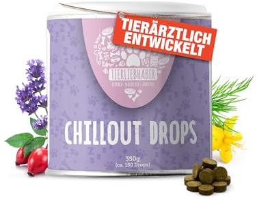 Natürliches Hunde Beruhigungsmittel – Chillout Drops für Hunde Entspannung | Tierärztlich entwickeltes Beruhigungsmittel für Hunde Silvester Hund Beruhigung, Mit Baldrian für den Hund Angst Silvester