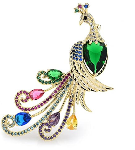 Damen-Brosche, Damenmode-Accessoires, Damen-Elegante Pfau-Brosche, Designer-grüner Vogel, Klassische Party-Brosche, modische Broschen