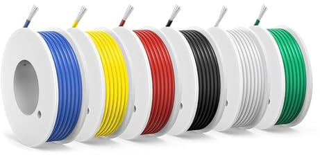 SCHDRA 26AWG 0,15mm² Fil Électrique en Silicone, 6 Couleurs, 6m par Couleur | Fil électrique multibrin en cuivre étamé avec isolation en silicone, souple pour électronique, RC, LED et bricolage