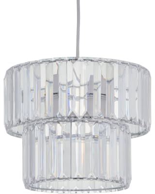Clint - Clear Acrylic Crystal Two Tier Easy Fit Pendant Shade