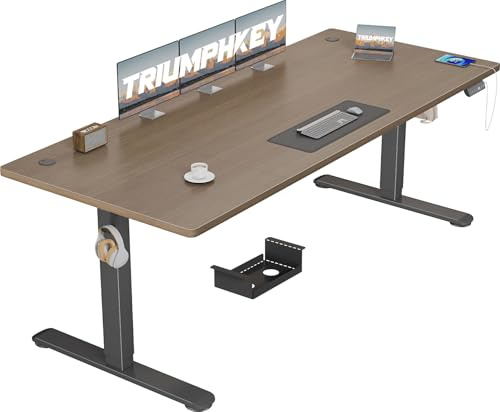 TRIUMPHKEY Höhenverstellbarer Schreibtisch 200x80cm,Sitz‑Erinnerung & USB-A
